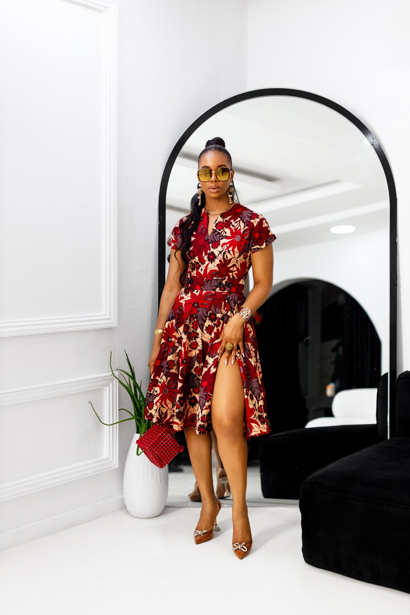 GINA AFRICAN PRINT DRESS [RED] [PRE ORDER] Ships on or before MAY 9TH
