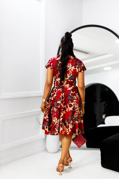 GINA AFRICAN PRINT DRESS [RED] [PRE ORDER] Ships on or before MAY 9TH