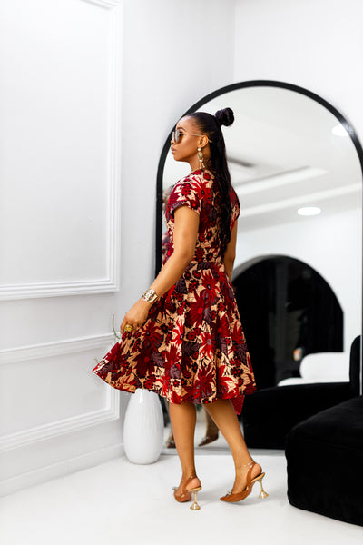 GINA AFRICAN PRINT DRESS [RED] [PRE ORDER] Ships on or before MAY 9TH