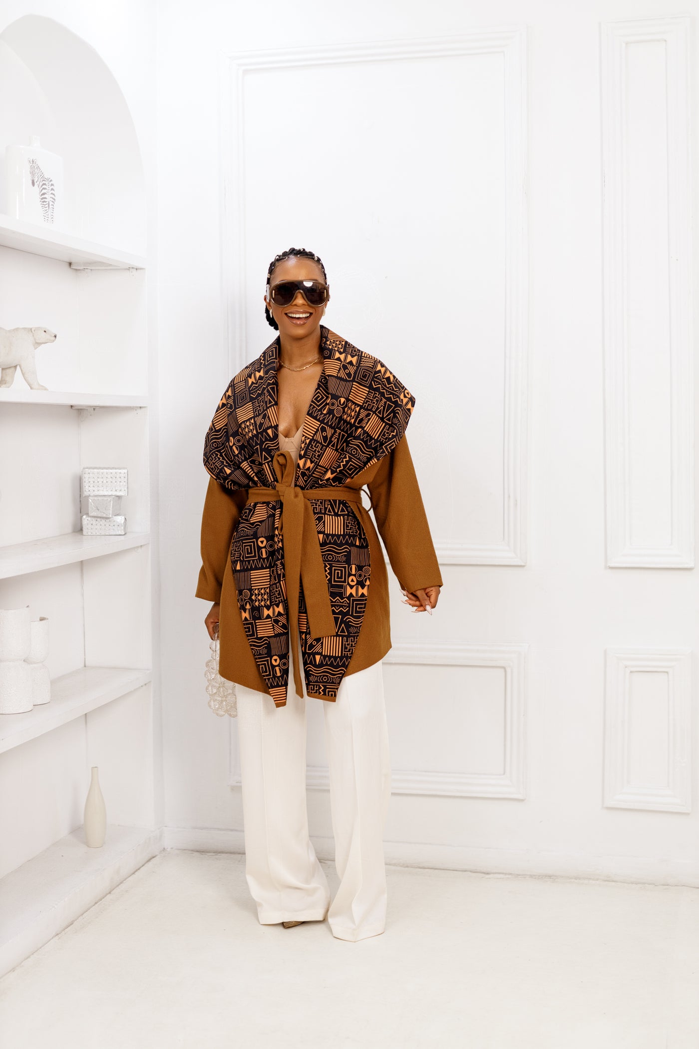 DONNA REVERSIBLE AFRICAN PRINT WOOL  PONCHO