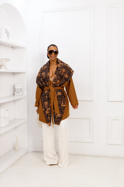 DONNA REVERSIBLE AFRICAN PRINT WOOL  PONCHO