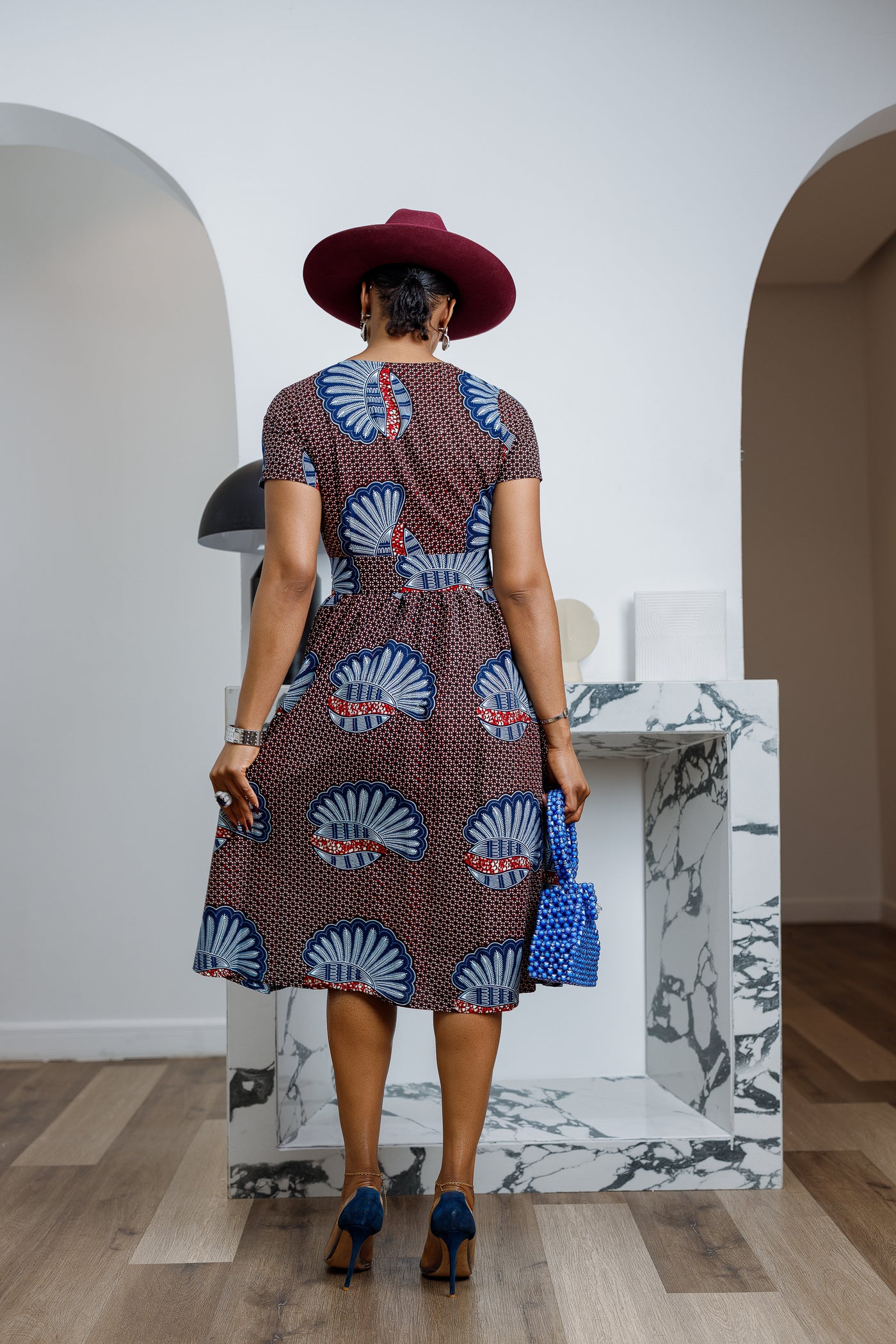 AYI AFRICAN PRINT ZIP MIDI DRESS