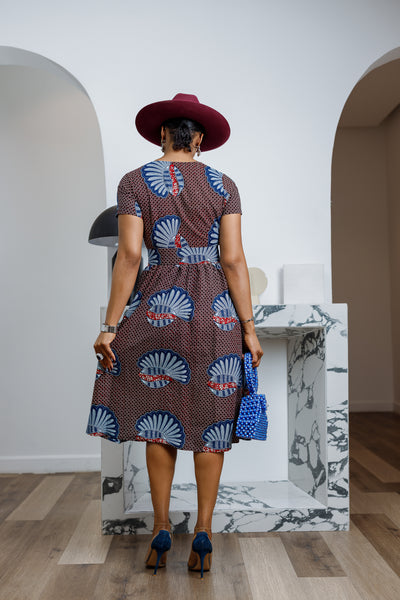 AYI AFRICAN PRINT ZIP MIDI DRESS