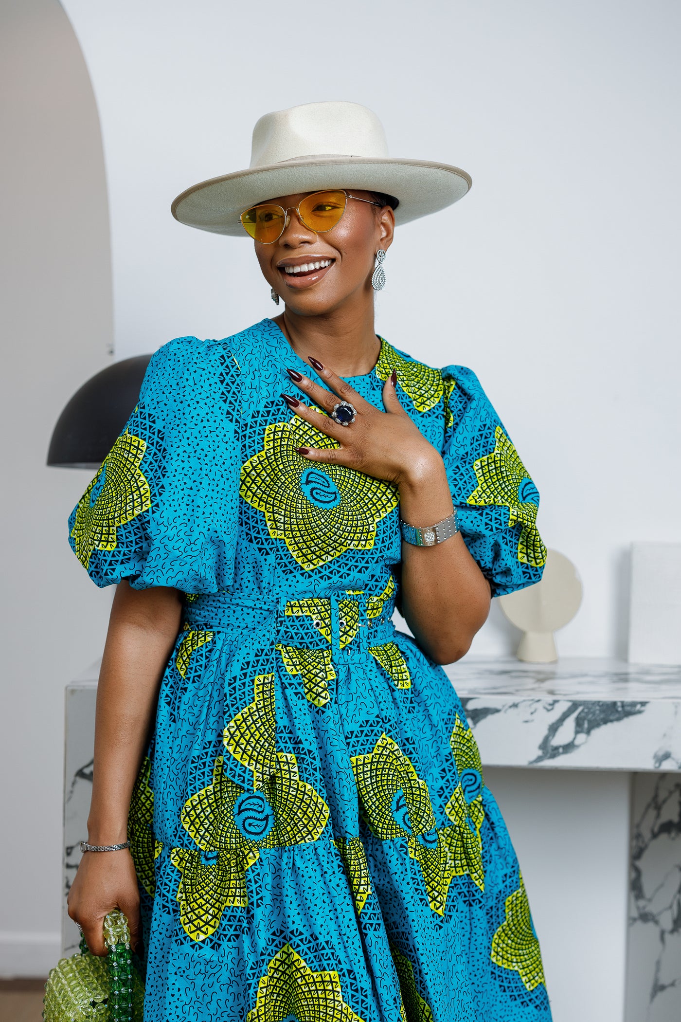 blue and yellow african dress Yellow, blue African Ankara Fit & Flare Maxi Dress; with free headwrap