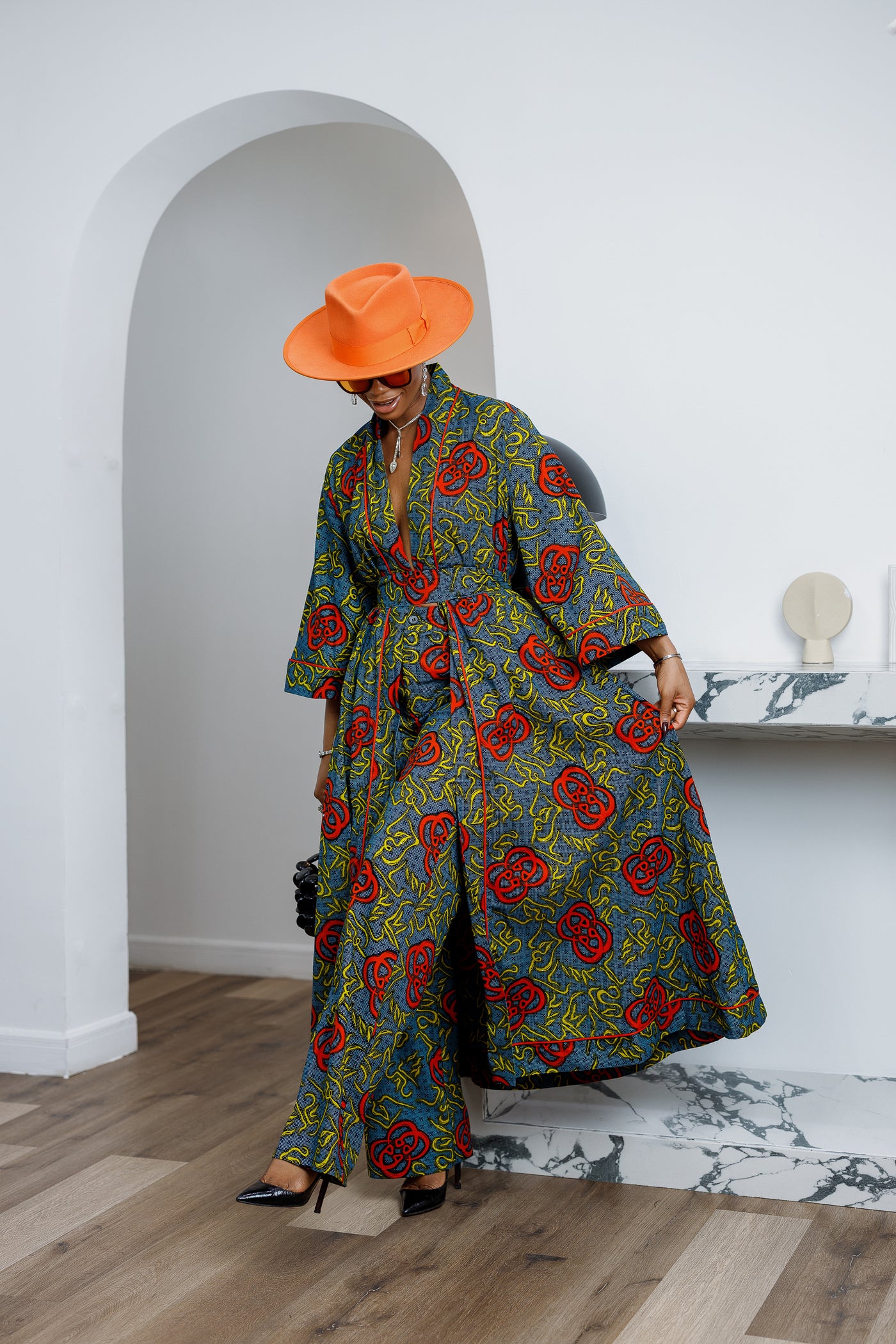 FADE AFRICAN PRINT KIMONO SET [MULTICOLOR]