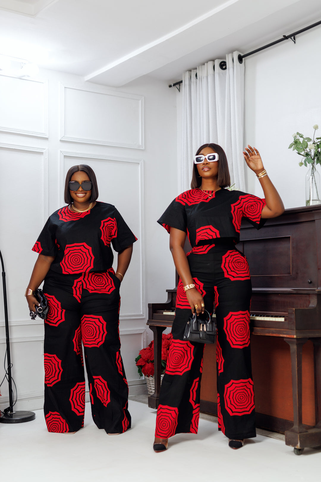 ADUN AFRICAN PRINT CROP TOP [BLACK]
