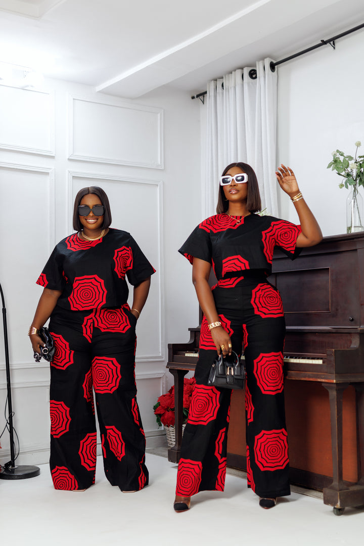 ADUN AFRICAN PRINT CROP TOP [BLACK]