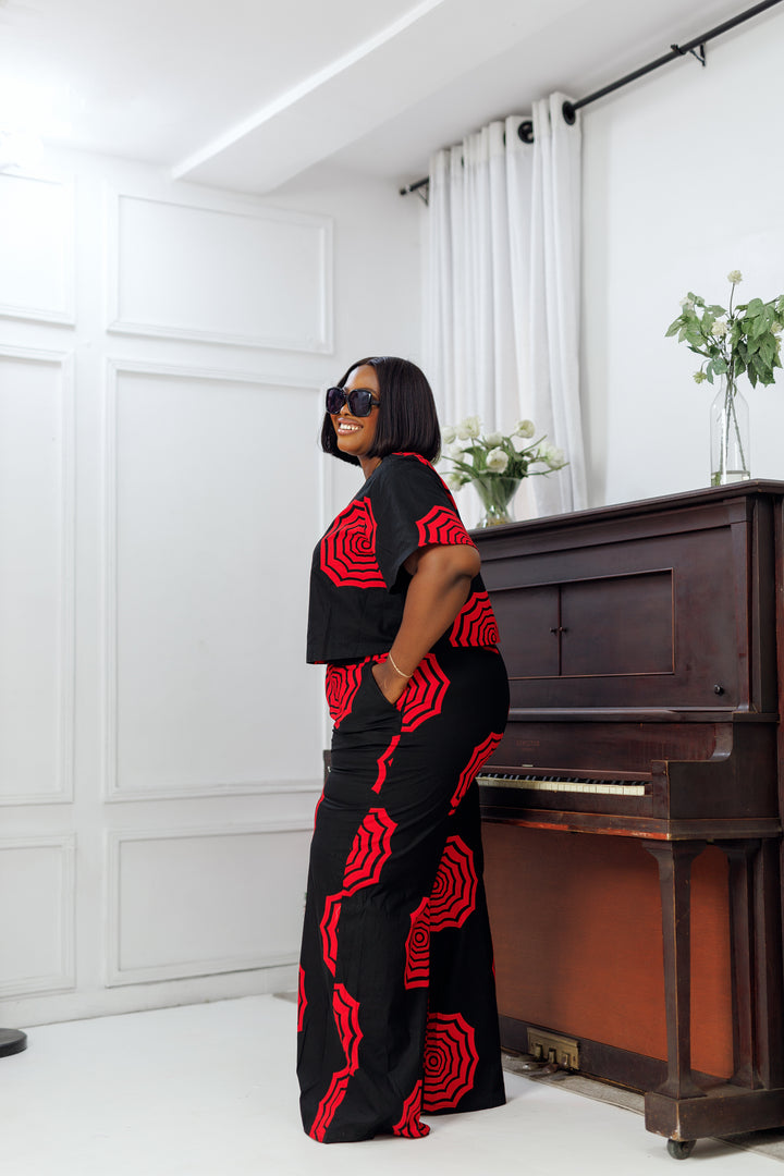 ADUN AFRICAN PRINT CROP TOP [BLACK]