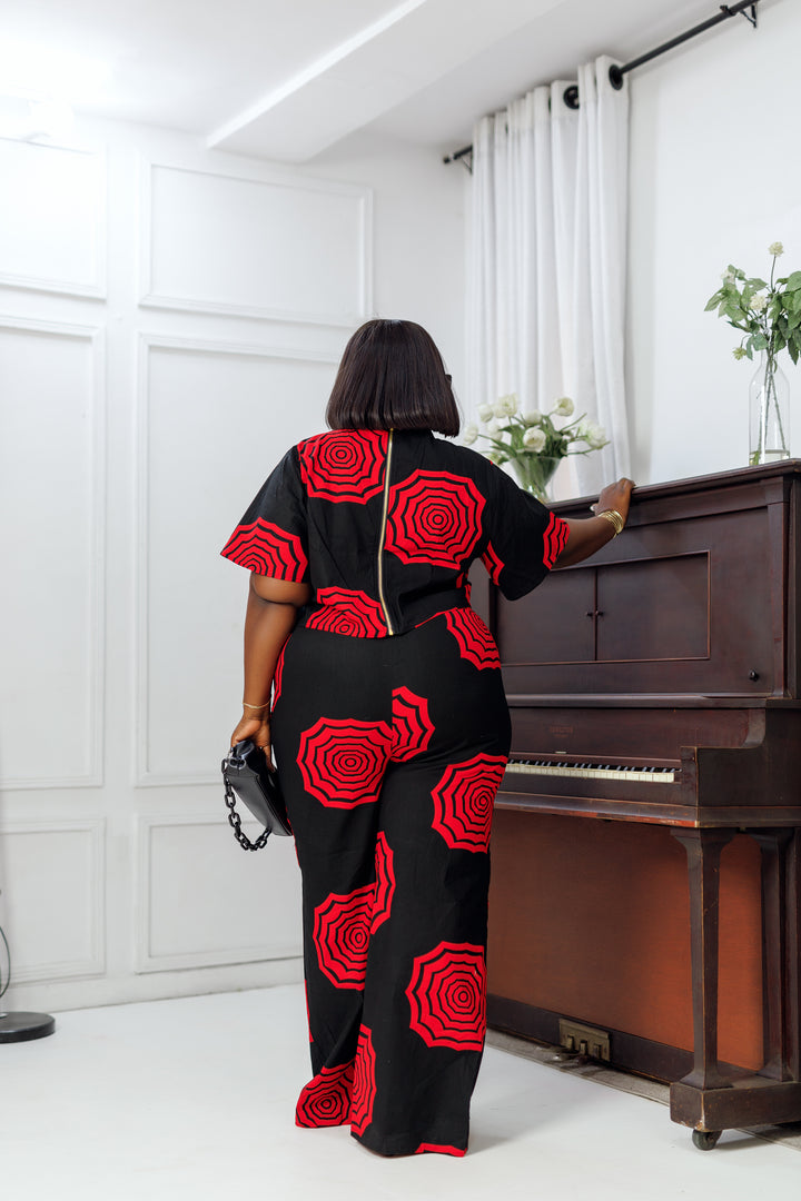 ADUN AFRICAN PRINT CROP TOP [BLACK]