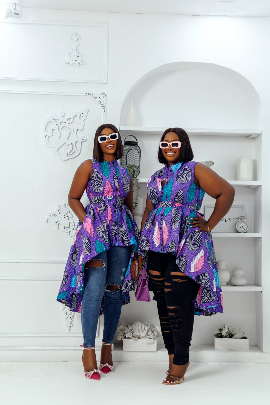 AFUA AFRICAN PRINT HI-LOW TOP [LILAC]
