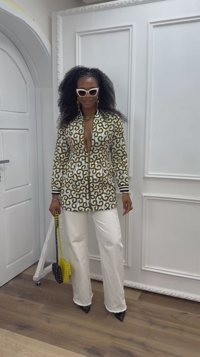 VIVIAN AFRICAN PRINT QUILTED BOMBER JACKET