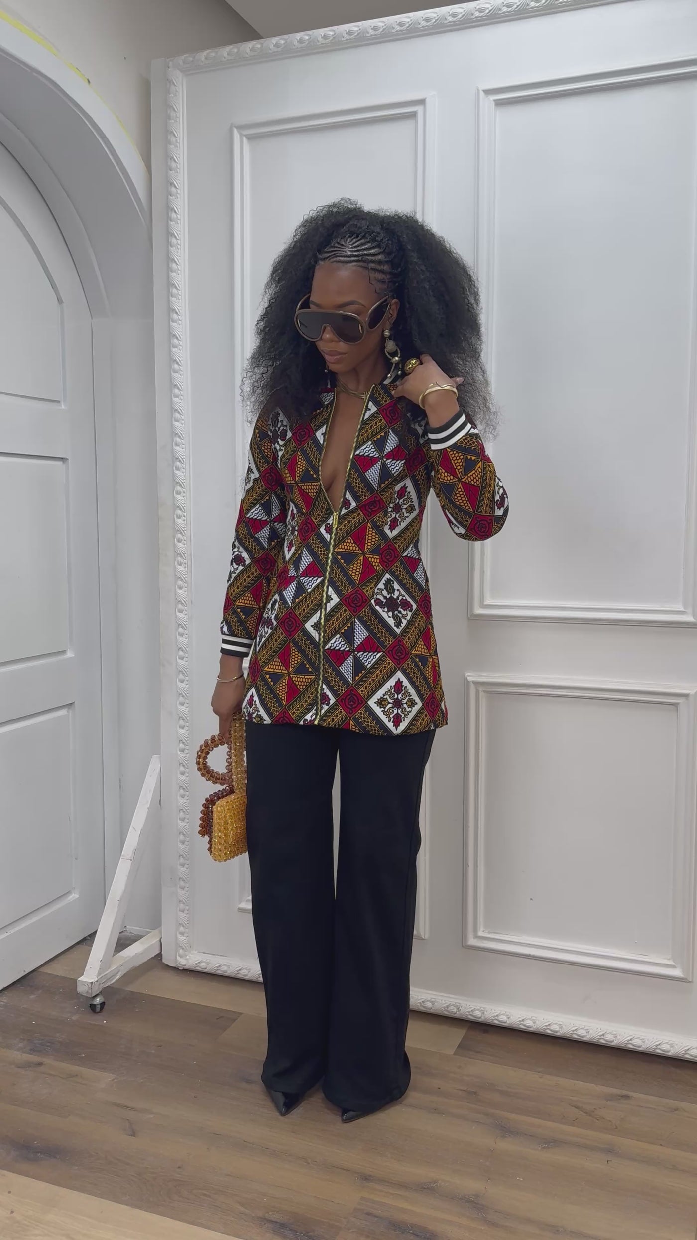 VIVIAN AFRICAN PRINT QUILTED BOMBER JACKET [MULTICOLOR]
