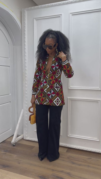 VIVIAN AFRICAN PRINT QUILTED BOMBER JACKET [MULTICOLOR]