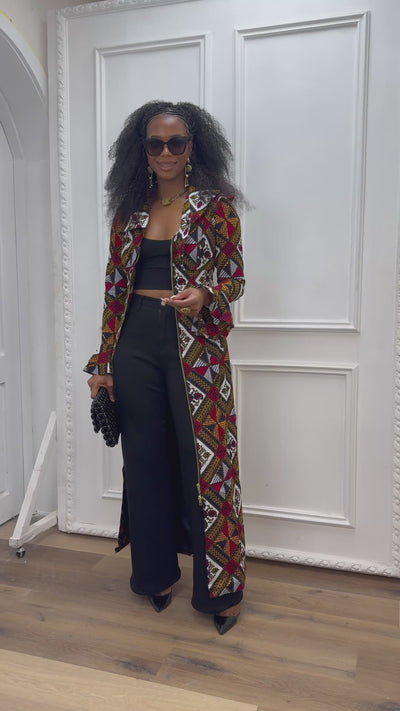 KAZI AFRICAN PRINT LONGLINE JACKET/DRESS [MULTICOLOR]