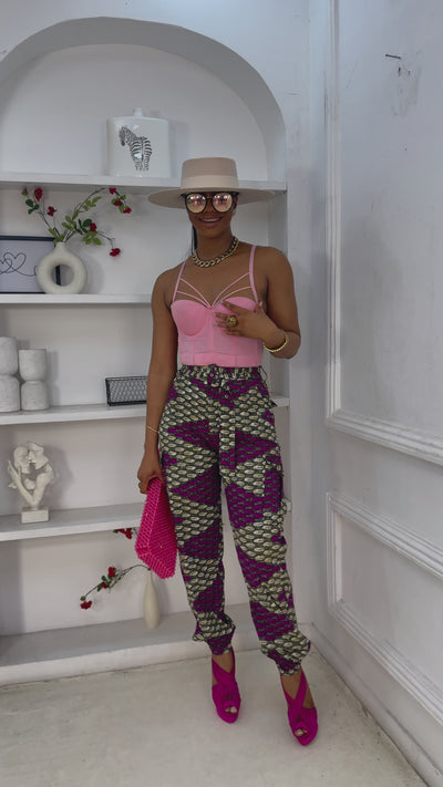 FUNBI AFRICAN PRINT JOGGERS [PINK]
