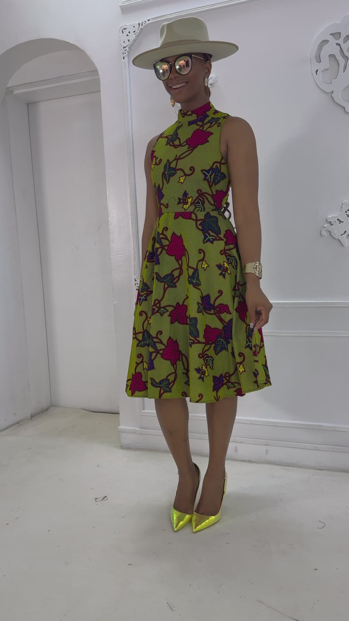 ZURI AFRICAN PRINT HIGH NECK DRESS [MULTICOLOR]