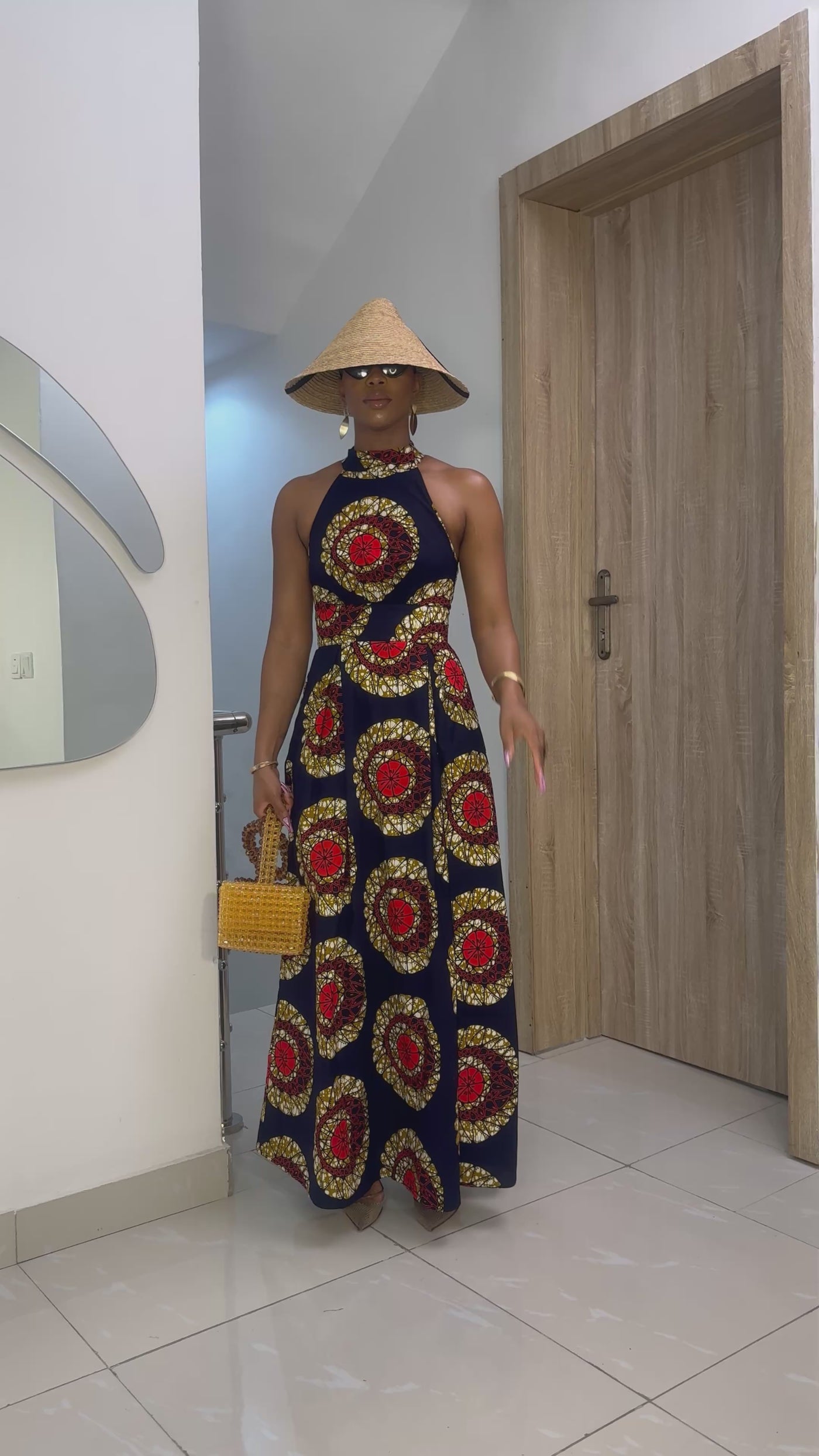 NYLA AFRICAN PRINT MAXI DRESS [RED]