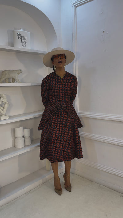 KOFI AFRICAN PRINT FLARE SLEEVE DRESS