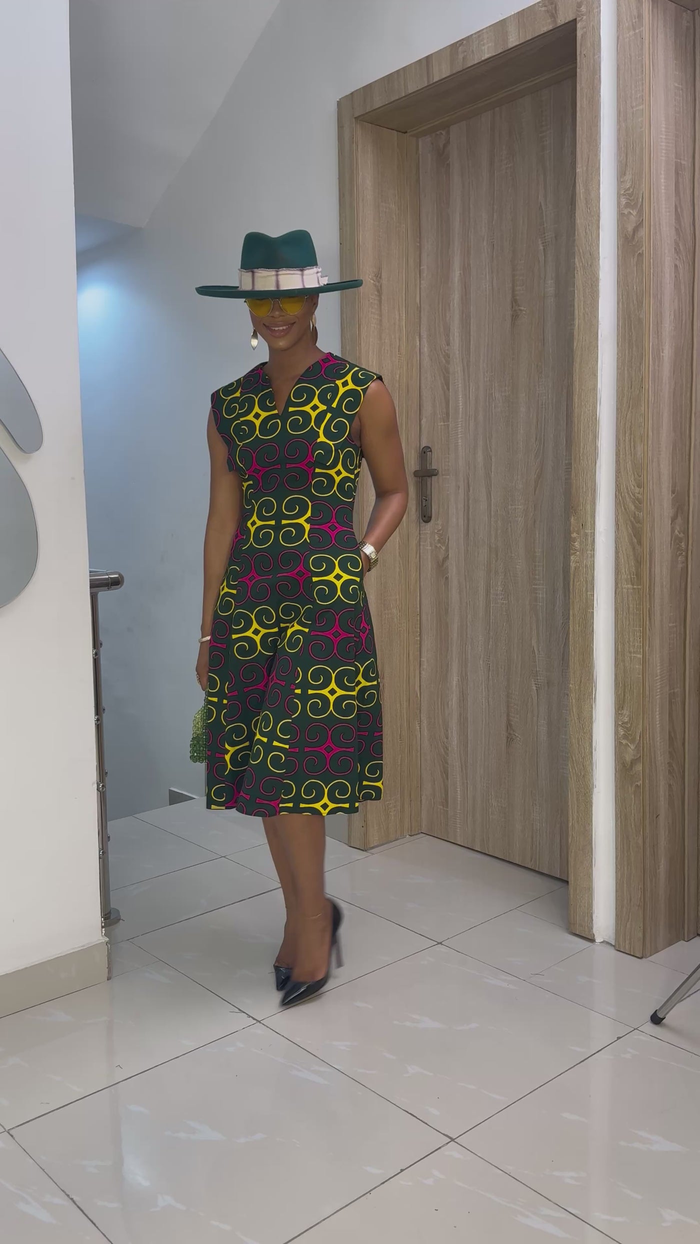 RAISA AFRICAN PRINT SLEEVELESS MIDI DRESS