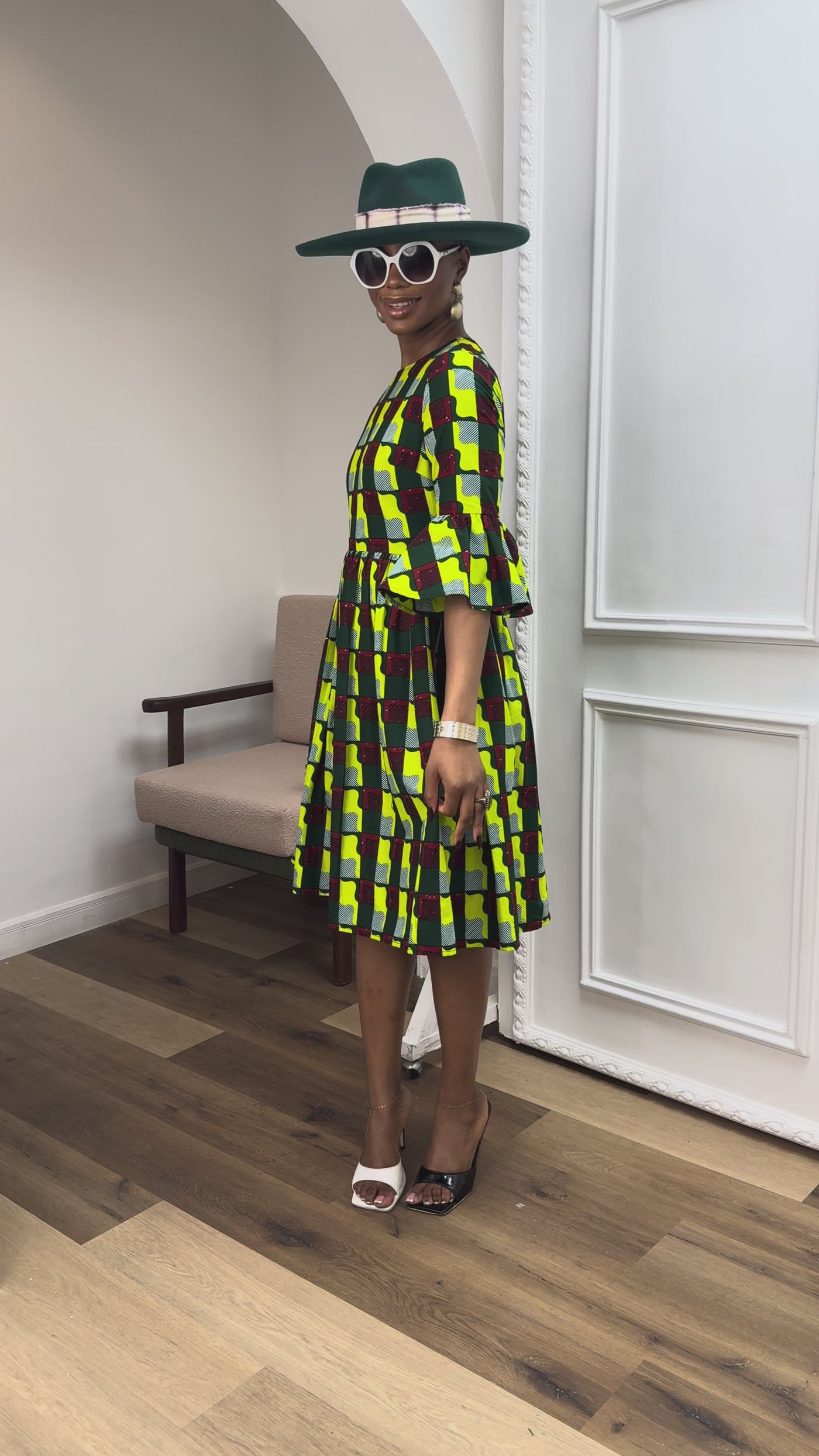 IRENE AFRICAN PRINT MIDI DRESS [MULTICOLOR]