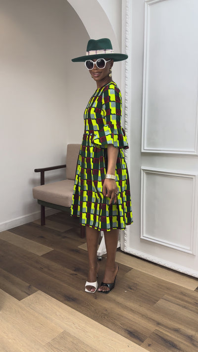 IRENE AFRICAN PRINT MIDI DRESS [MULTICOLOR]