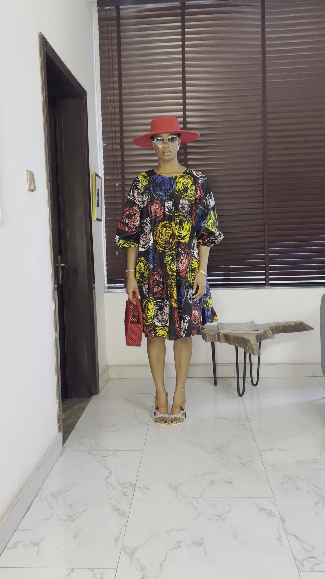 AMINA AFRICAN PRINT DRESS A-LINE DRESS [MULTICOLOR]