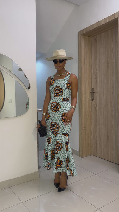 EYI AFRICAN PRINT SLEEVELESS SCOOP NECK DRESS