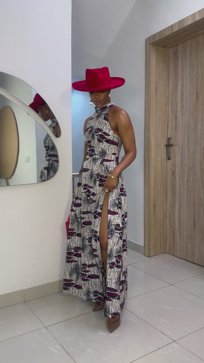 NYLA AFRICAN PRINT MAXI DRESS [WHITE]