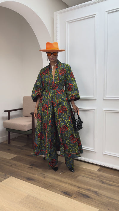 FADE AFRICAN PRINT KIMONO SET [MULTICOLOR]
