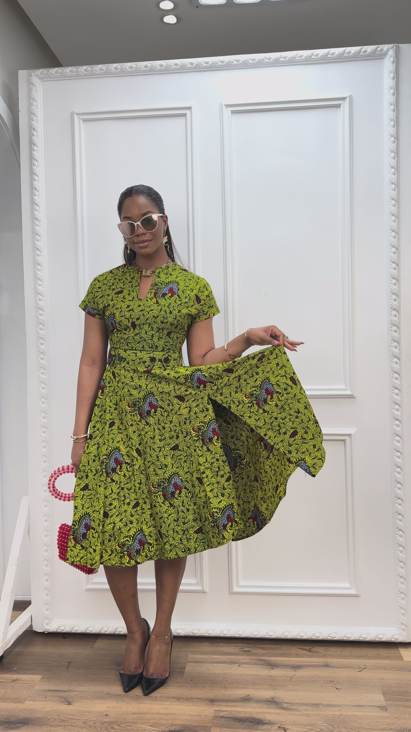 gina midi dress GINA AFRICAN PRINT MIDI DRESS [MULTICOLOR] 3X-LARGE