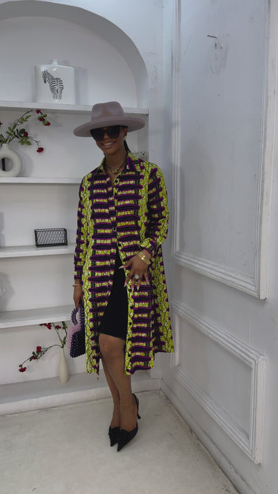RHODA AFRICAN PRINT LONG SLEEVE SPLIT SHIRT [MULTICOLOR]