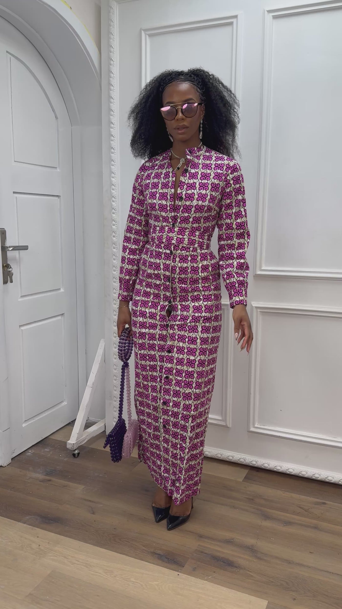 EMILY AFRICAN PRINT BUTTON MAXI DRESS