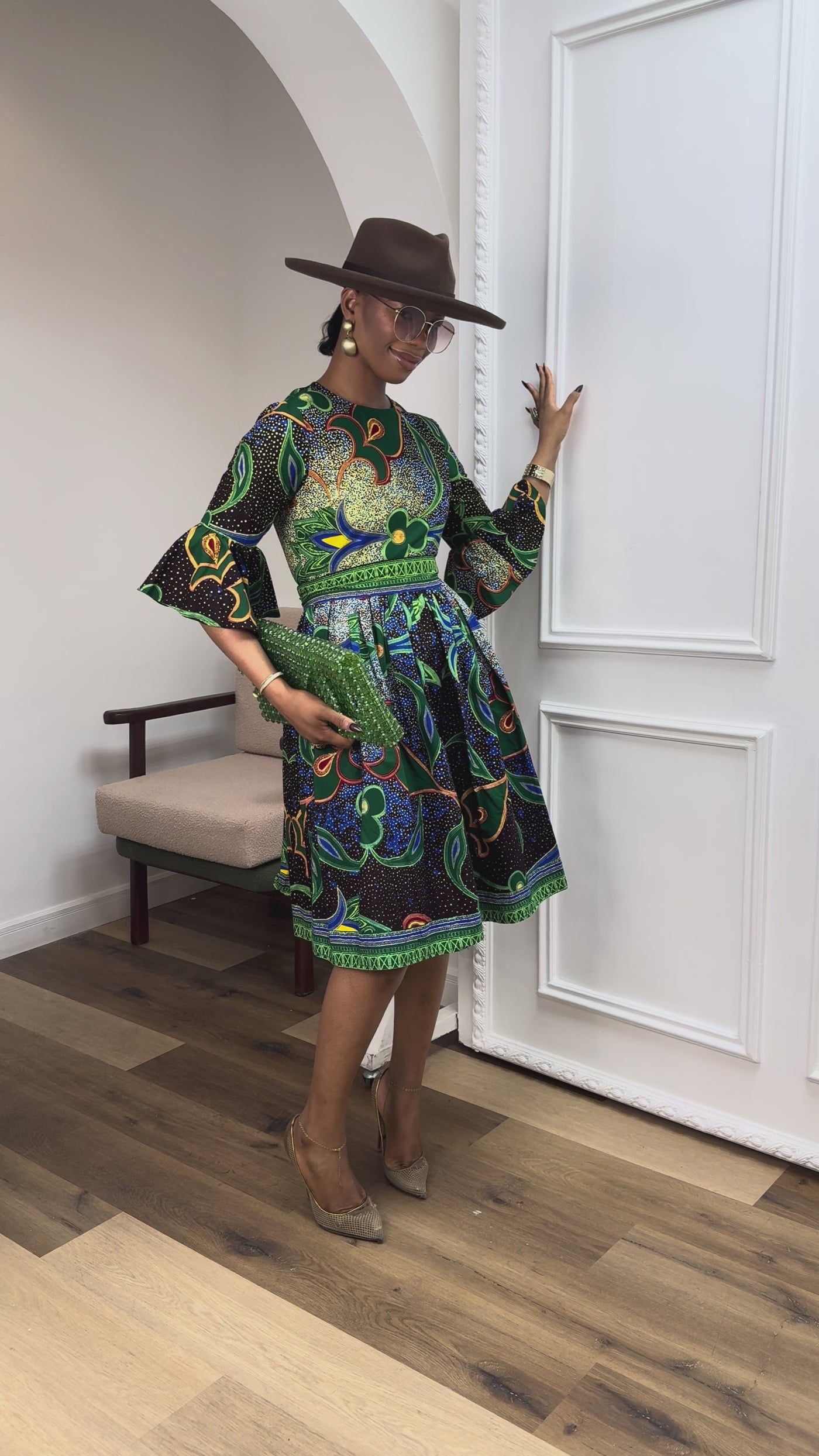 IRENE AFRICAN PRINT MIDI DRESS