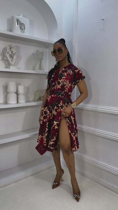 GINA AFRICAN PRINT DRESS [RED] [PRE ORDER] Ships on or before MAY 9TH
