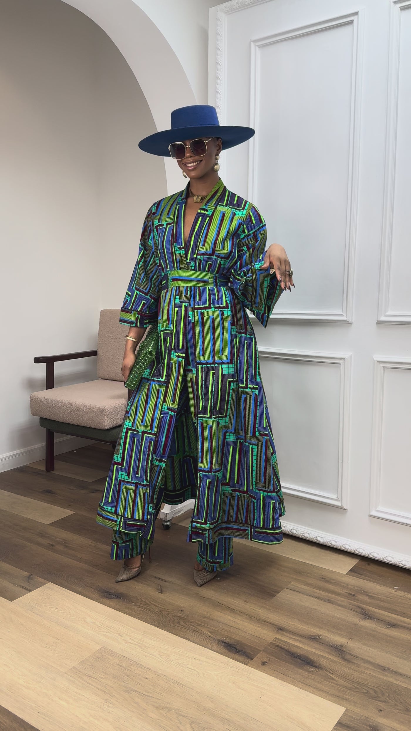 FADE AFRICAN PRINT KIMONO SET