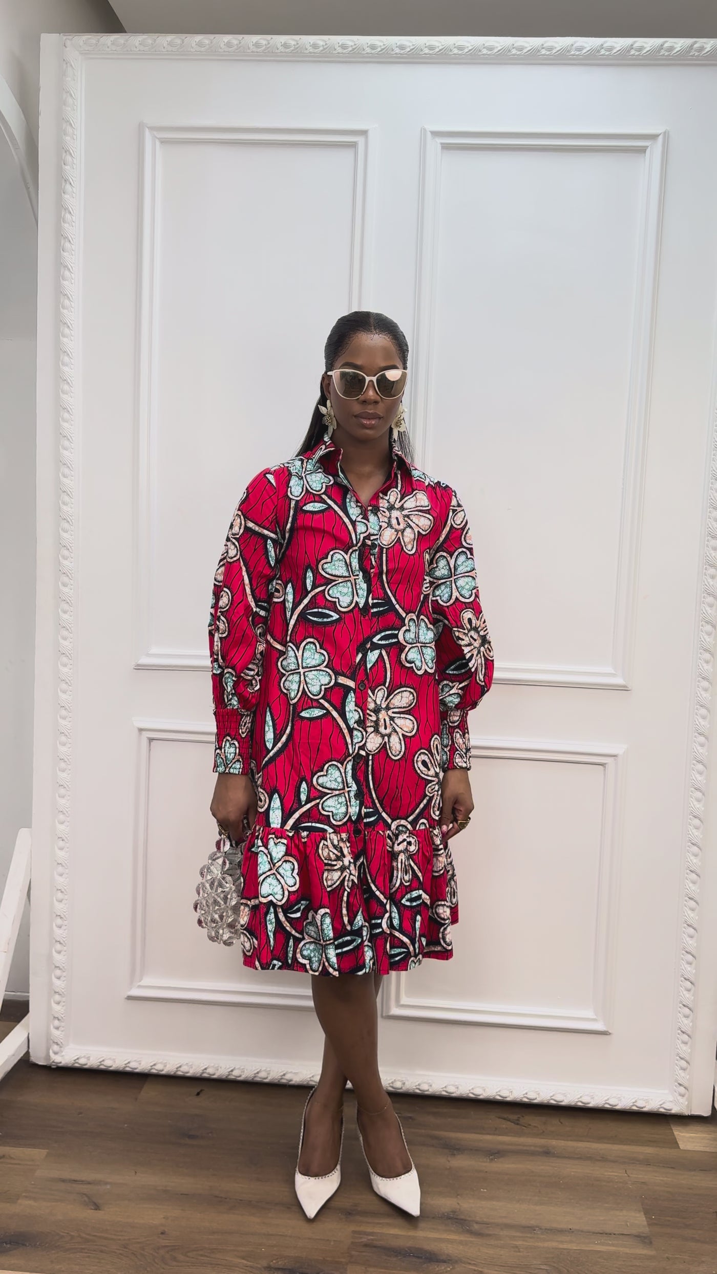 JUMOKE AFRICAN PRINT RUFFLE HEM SHIRT DRESS – MAE OTTI