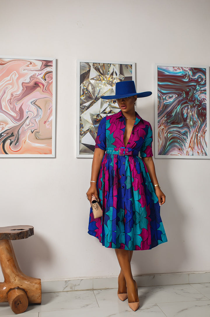 MOREMI AFRICAN PRINT BUTTON DOWN DRESS [MULTICOLOR] PRE-ORDER [Ships on or before MAY 20TH]