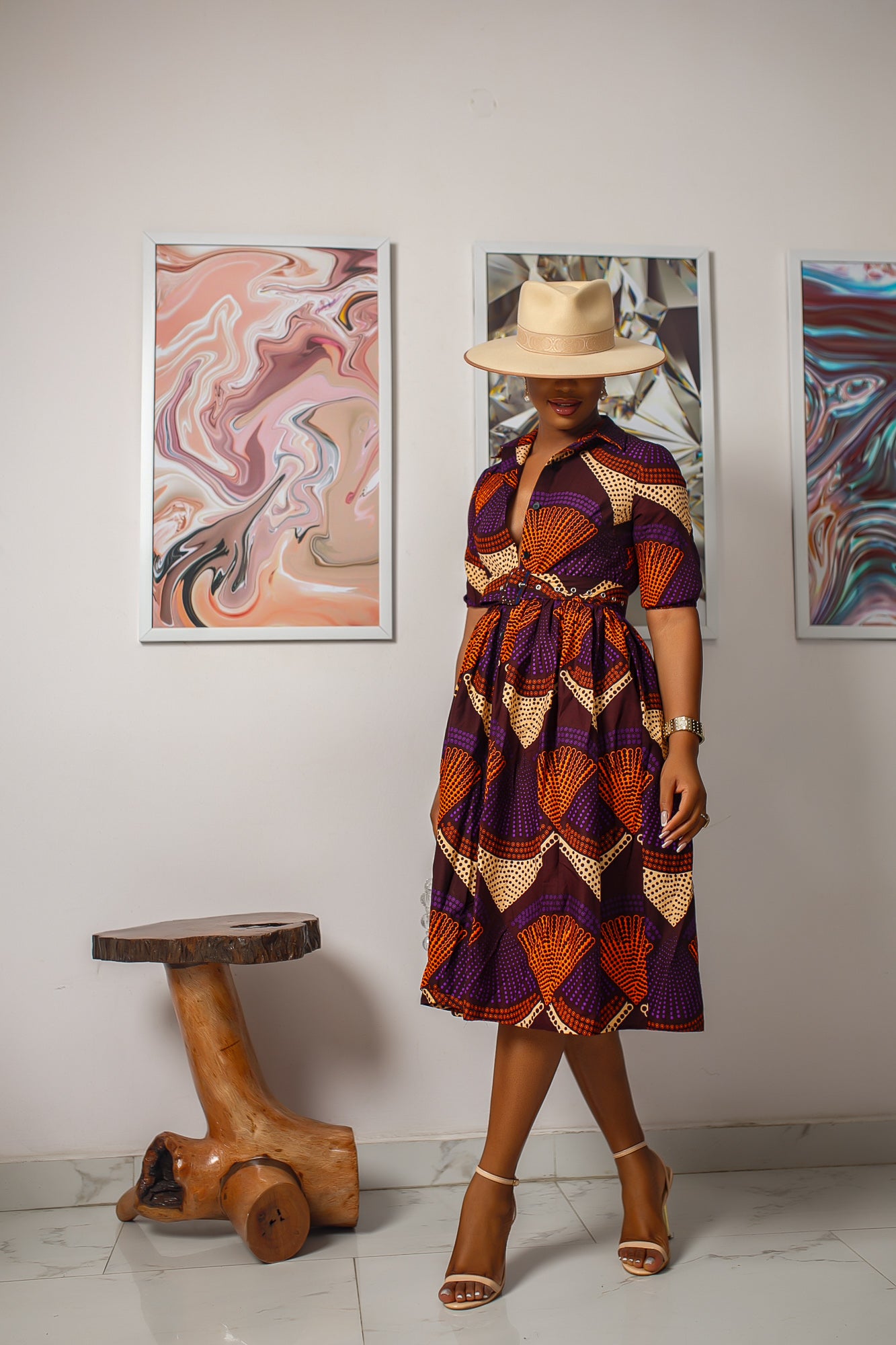 MOREMI AFRICAN PRINT BUTTON DOWN DRESS