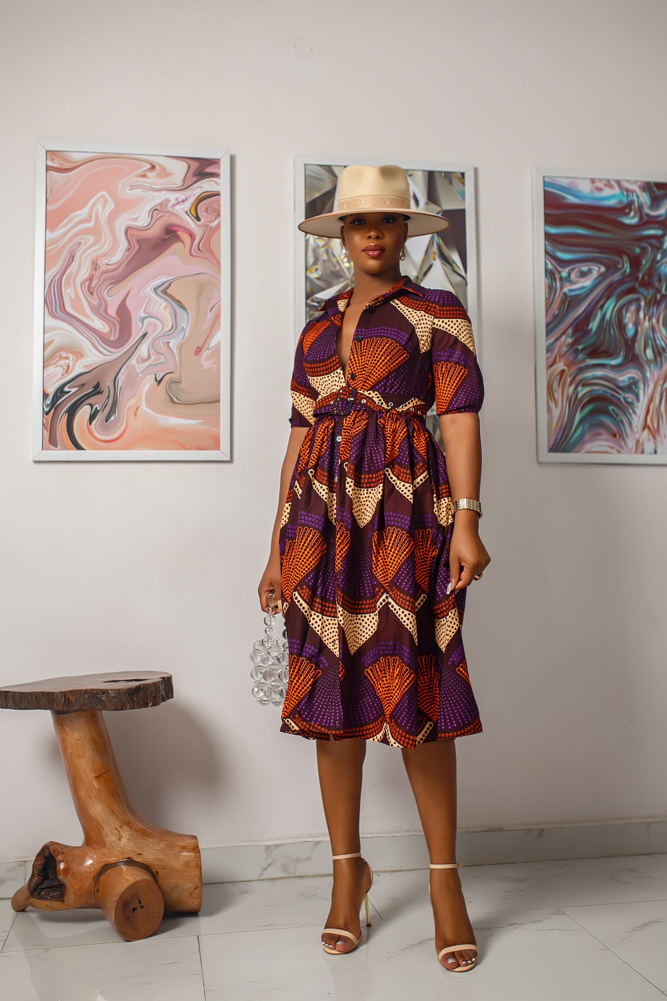 MOREMI AFRICAN PRINT BUTTON DOWN DRESS