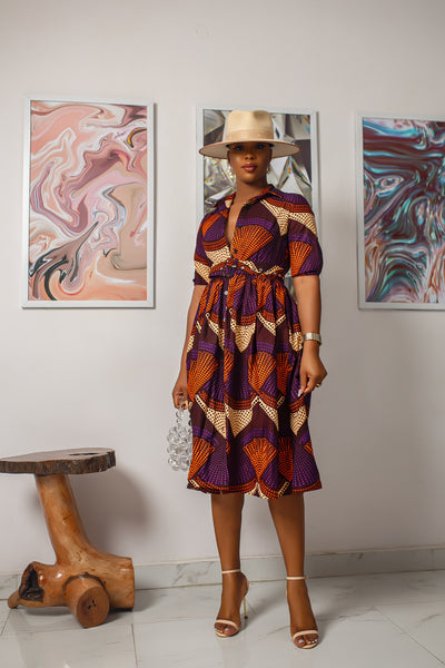 MOREMI AFRICAN PRINT BUTTON DOWN DRESS