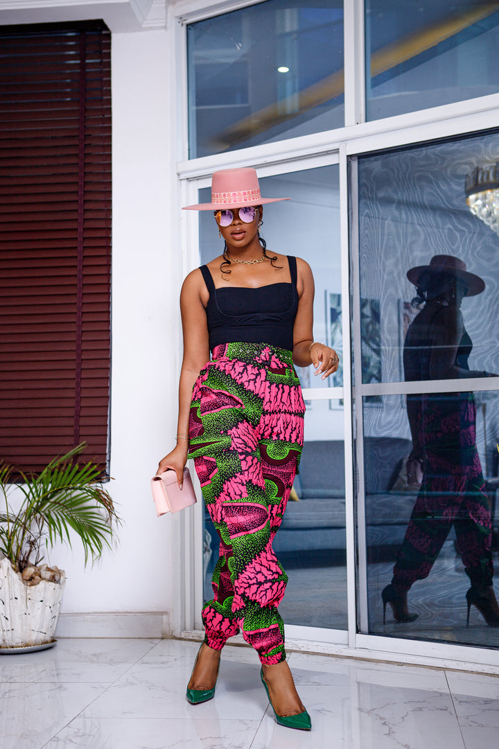 FUNBI AFRICAN PRINT JOGGERS [PINK]