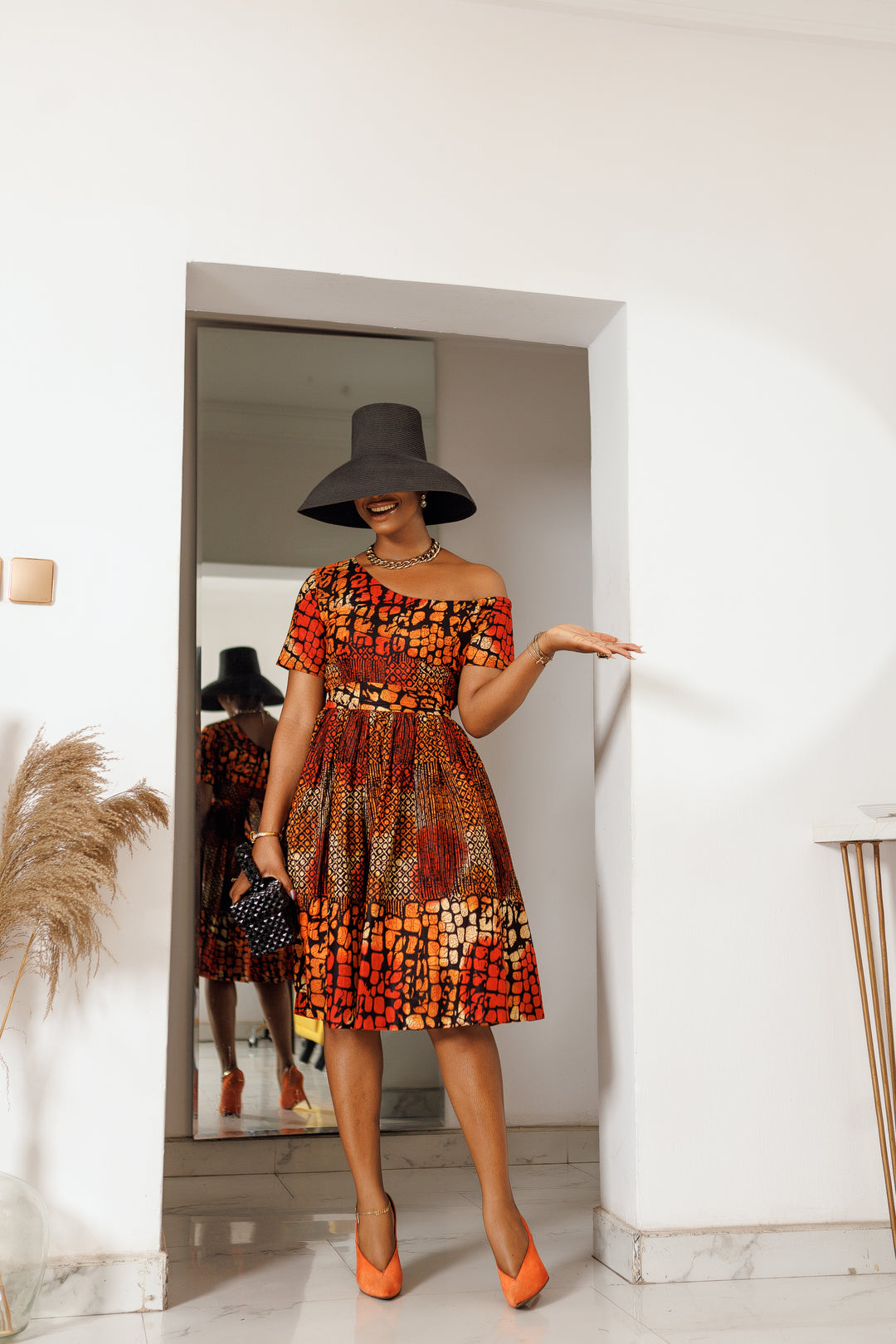 IMANI AFRICAN PRINT OFF SHOULDER DRESS [MULTICOLOR]