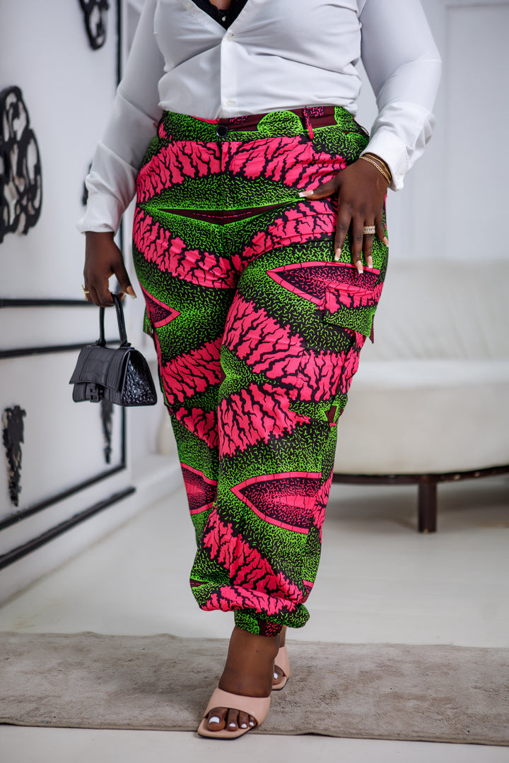 FUNBI AFRICAN PRINT JOGGERS [PINK]