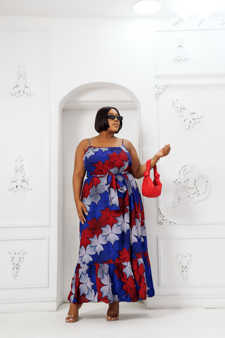 OLA AFRICAN PRINT MAXI DRESS [MULTICOLOR]