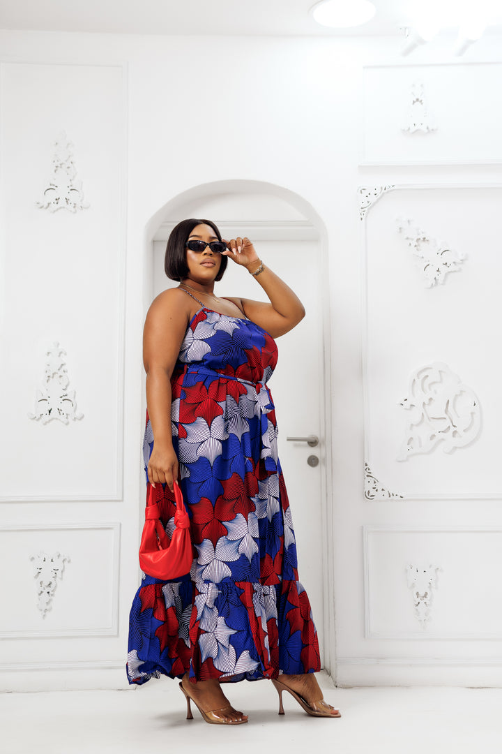 OLA AFRICAN PRINT MAXI DRESS [MULTICOLOR]