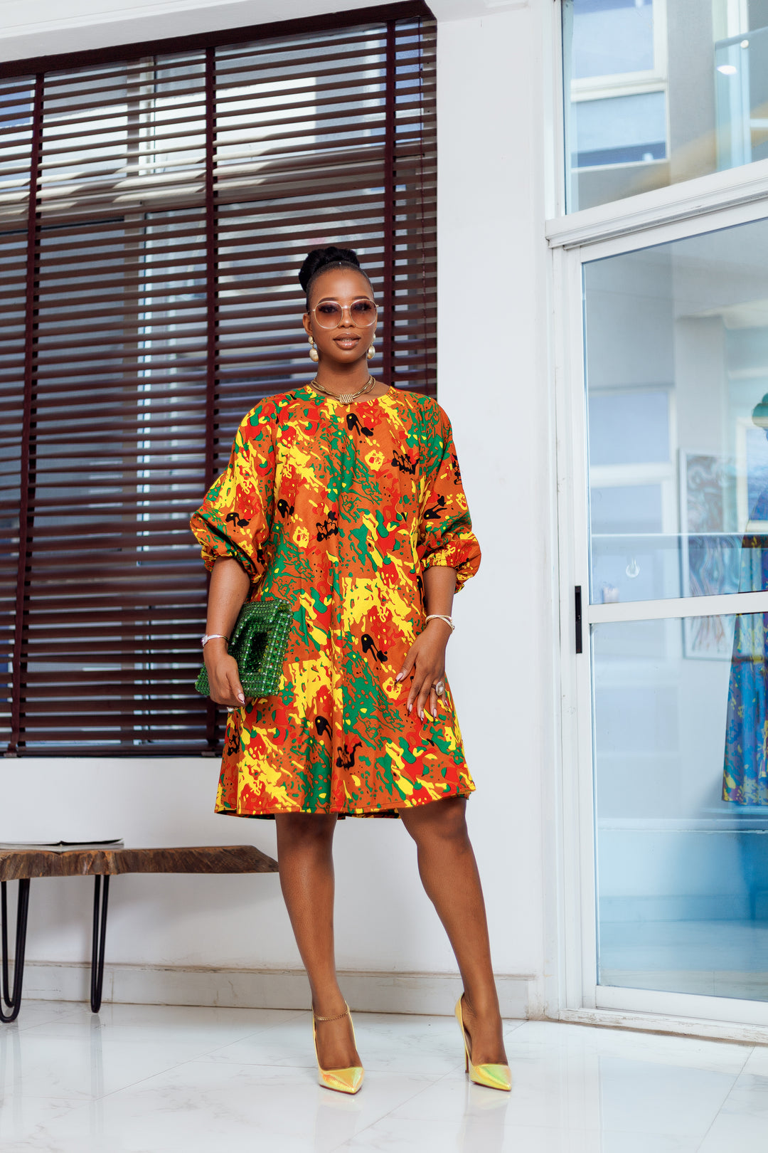 AMINA AFRICAN PRINT LOOSE FIT DRESS [COLOR]