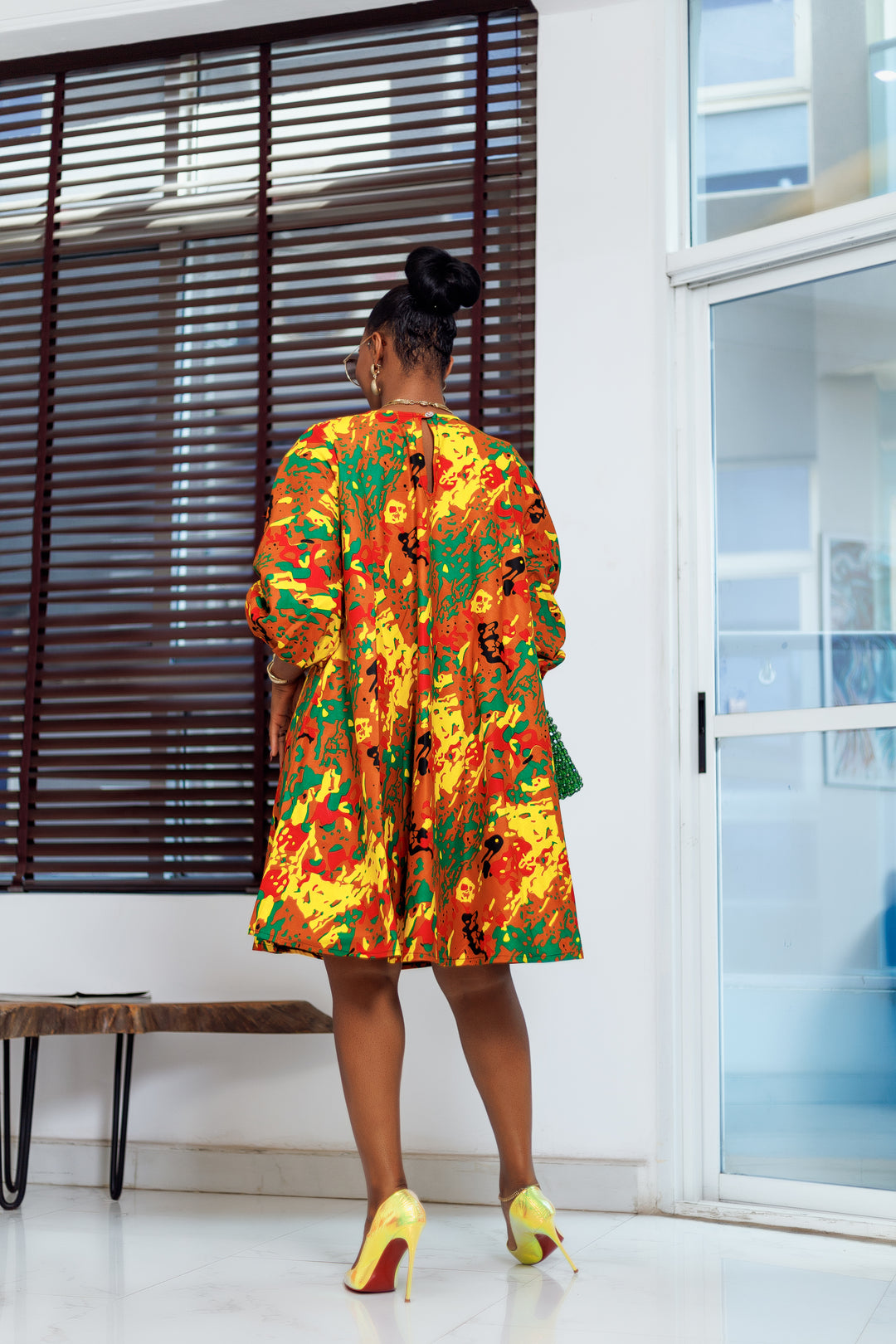 AMINA AFRICAN PRINT LOOSE FIT DRESS [MULTICOLOR]