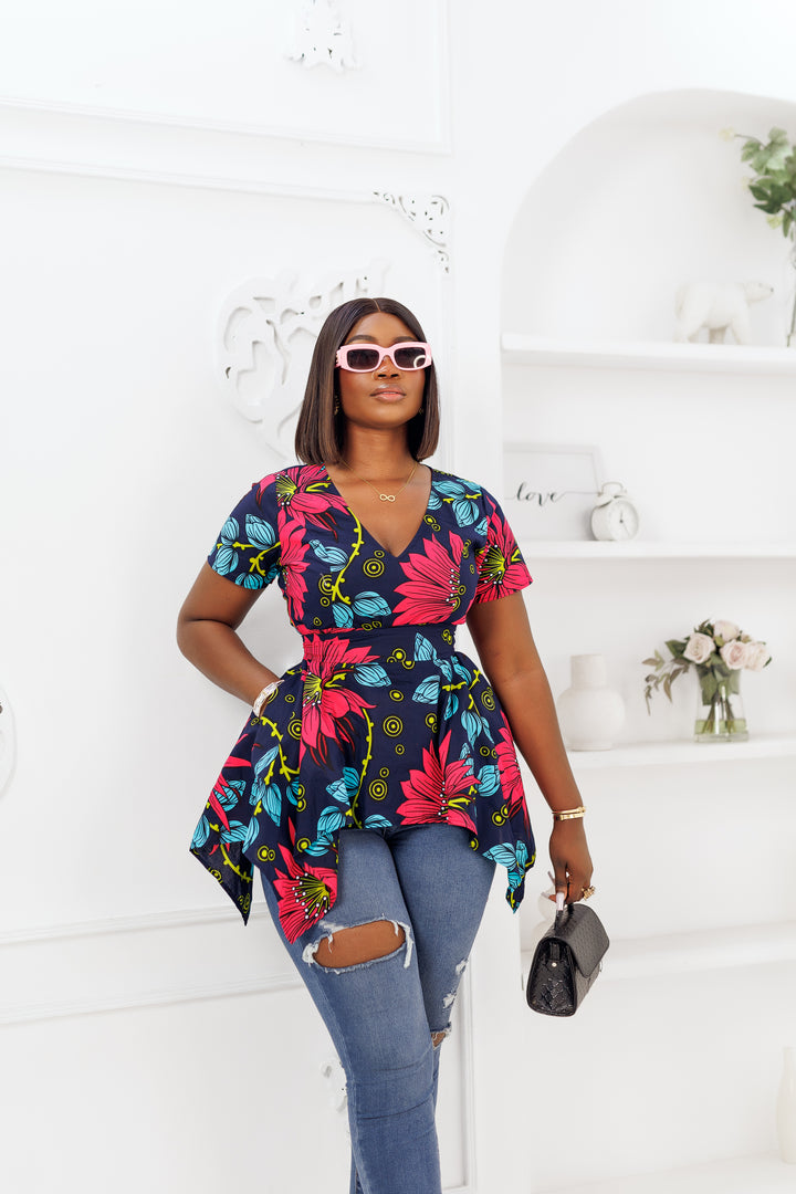 LADE AFRICAN PRINT TOP [FLORAL]