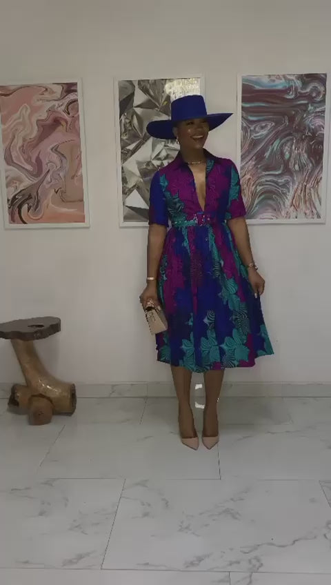 MOREMI AFRICAN PRINT BUTTON DOWN DRESS [MULTICOLOR]